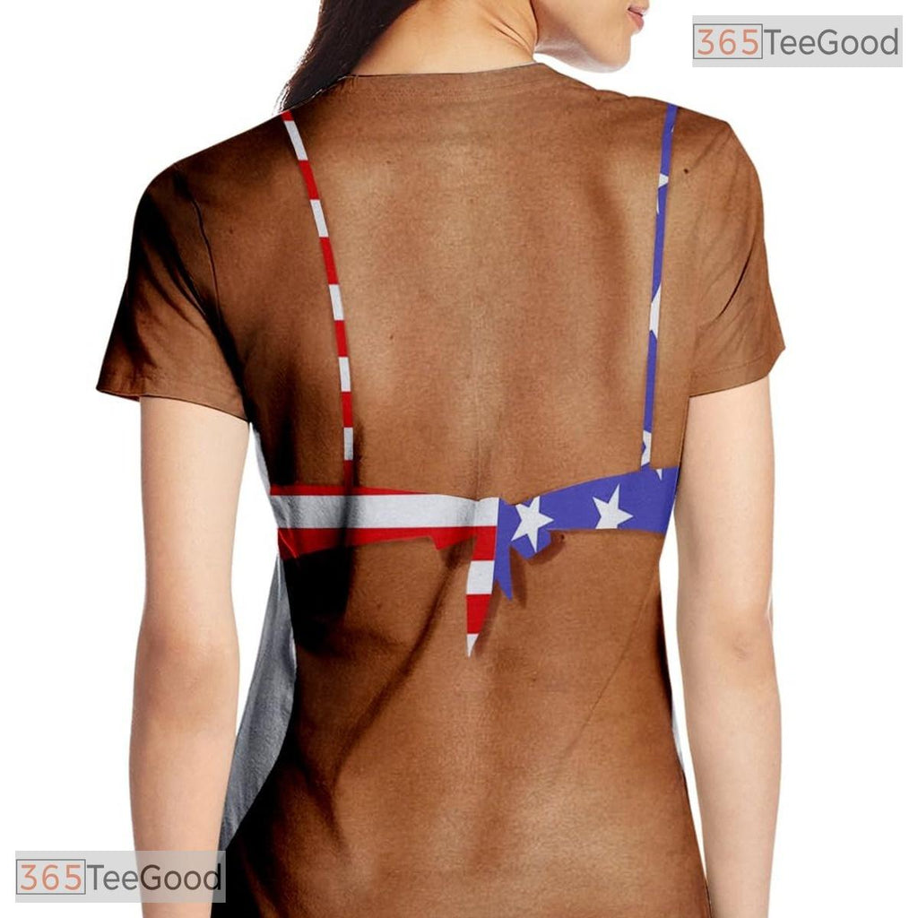 American Flag Fake Abs Muscle Chest 3D Printed Novelty Unisex Tee Shirt Styles