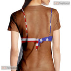 American Flag Fake Abs Muscle Chest 3D Printed Novelty Unisex Tee Shirt Styles