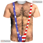 Patriotic American USA Fake Abs Muscle Chest 3D Printed Unisex Tee Shirt Styles