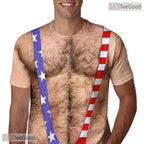 Patriotic American USA Fake Abs Muscle Chest 3D Printed Unisex Tee Shirt Styles