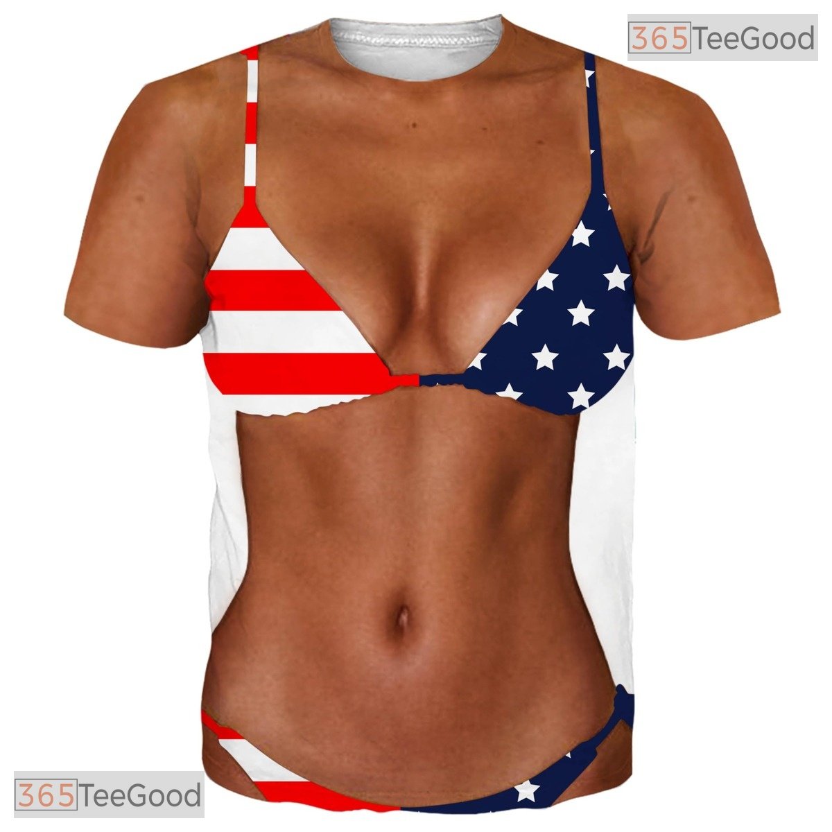 Patriotic USA Fake Abs Muscle Chest Costume 3D Printed Novelty Unisex Tee Shirt Tops