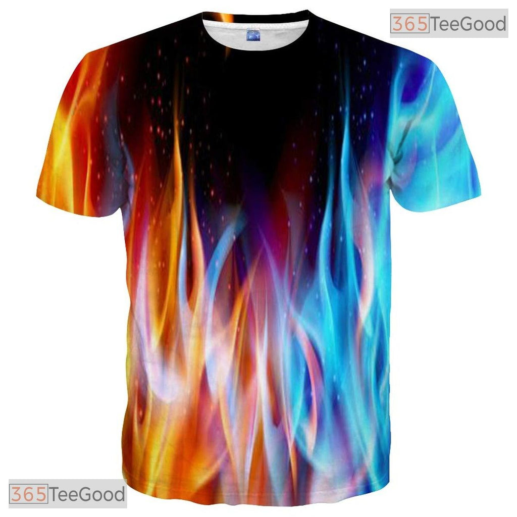 Blazing Fire Flame Graphic Design 3D Printed Casual Unisex Short Sleeve T-Shirt