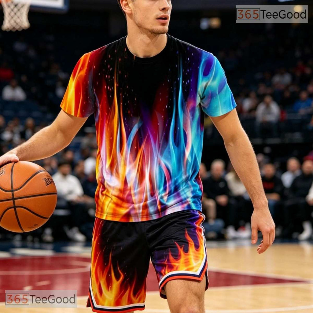 Blazing Fire Flame Graphic Design 3D Printed Casual Unisex Short Sleeve T-Shirt