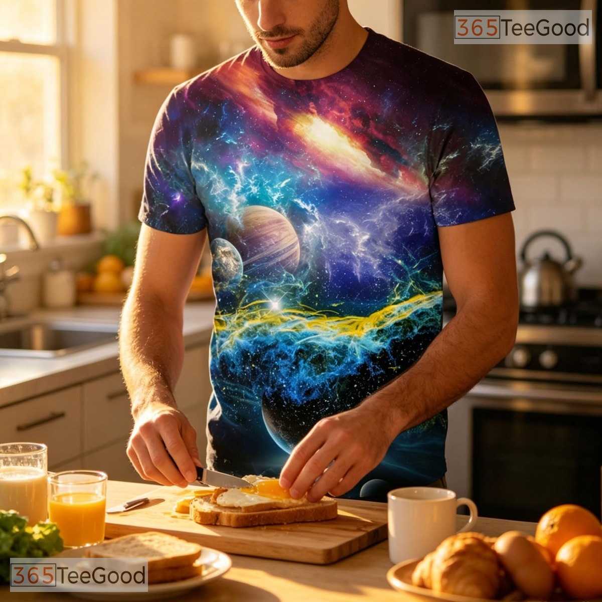 Deep Blue Galaxy Starry Space Graphic 3D Printed Casual Unisex T-Shirt Apparel