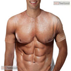 Brown Fake Abs Muscle Chest Costume Novelty 3D Printed Casual Unisex T-Shirts