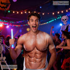 Brown Fake Abs Muscle Chest Costume Novelty 3D Printed Casual Unisex T-Shirts
