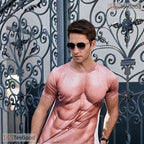 Brown Fake Abs Muscle Chest Costume Novelty 3D Printed Casual Unisex T-Shirts