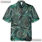Abstract Ethnic Tribal Batik Green Aloha Hawaiian Tee Unisex Summer Beach Top