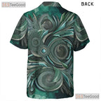 Abstract Ethnic Tribal Batik Green Aloha Hawaiian Tee Unisex Summer Beach Top