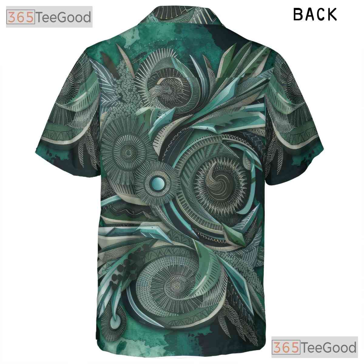 Abstract Ethnic Tribal Batik Green Aloha Hawaiian Tee Unisex Summer Beach Top