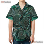 Abstract Ethnic Tribal Batik Green Aloha Hawaiian Tee Unisex Summer Beach Top