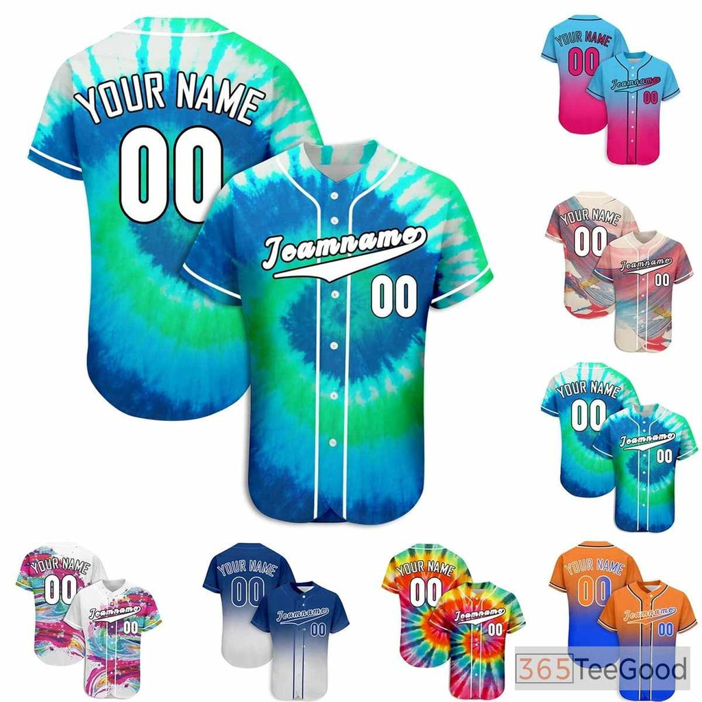 Abstract Tie-Dye Custom Baseball Jersey Shirt Personalized Unisex Name Number Tee