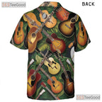 Acoustic Electric Guitar Palm Leaves Tropical Music Hawaiian Tee Unisex Top