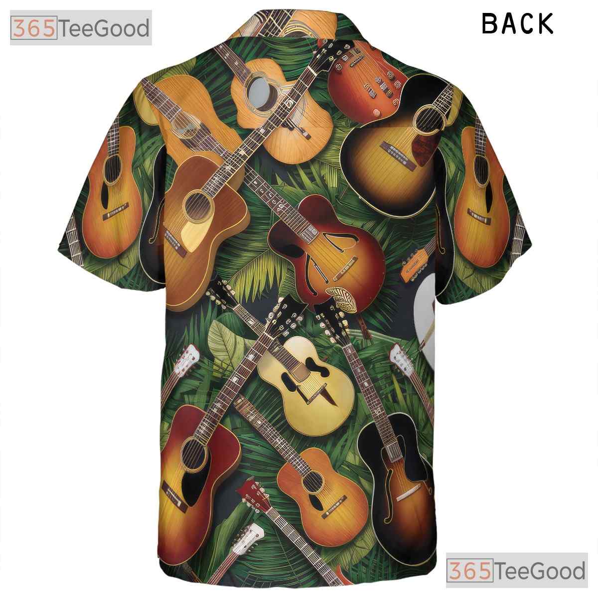 Acoustic Electric Guitar Palm Leaves Tropical Music Hawaiian Tee Unisex Top