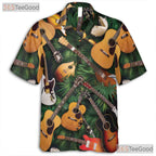 Acoustic Electric Guitar Tropical Palm Leaves Music Hawaiian Shirt Unisex