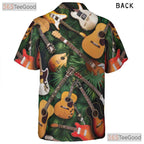 Acoustic Electric Guitar Tropical Palm Leaves Music Hawaiian Shirt Unisex