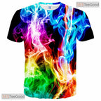 Vibrant Colorful Smoke Effect Graphic 3D Printed Casual Unisex T-Shirt Tops