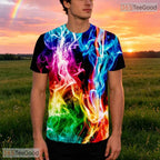 Vibrant Colorful Smoke Effect Graphic 3D Printed Casual Unisex T-Shirt Tops