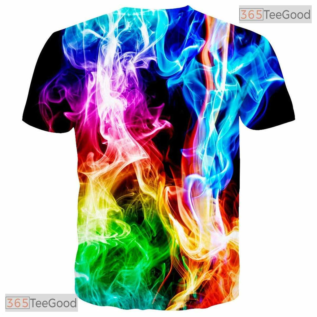 Vibrant Colorful Smoke Effect Graphic 3D Printed Casual Unisex T-Shirt Tops