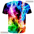 Vibrant Colorful Smoke Effect Graphic 3D Printed Casual Unisex T-Shirt Tops