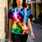 Vibrant Colorful Smoke Effect Graphic 3D Printed Casual Unisex T-Shirt Tops