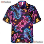 Adult Neon Galaxy Hawaiian Tee - Retro Astronaut Space Vaporwave Aesthetic