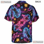 Adult Neon Galaxy Hawaiian Tee - Retro Astronaut Space Vaporwave Aesthetic