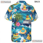 Adult Rubber Duck Hawaiian Shirt - Tropical Cruise Palm Tree Print Vacation Tee