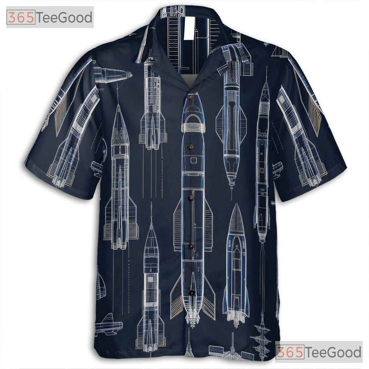 Adult Space Shuttle Hawaiian Shirt - Rocket Sci-Fi Futuristic Galaxy Tee