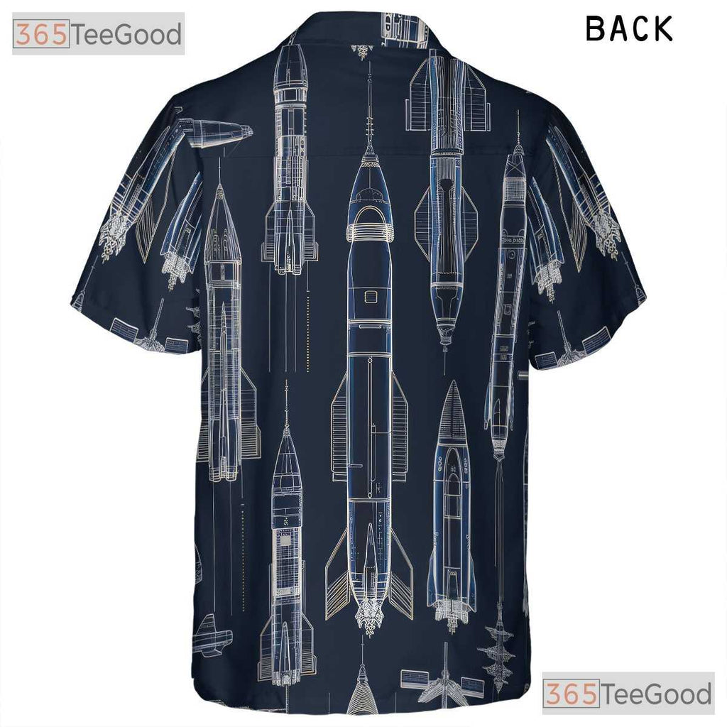 Adult Space Shuttle Hawaiian Shirt - Rocket Sci-Fi Futuristic Galaxy Tee