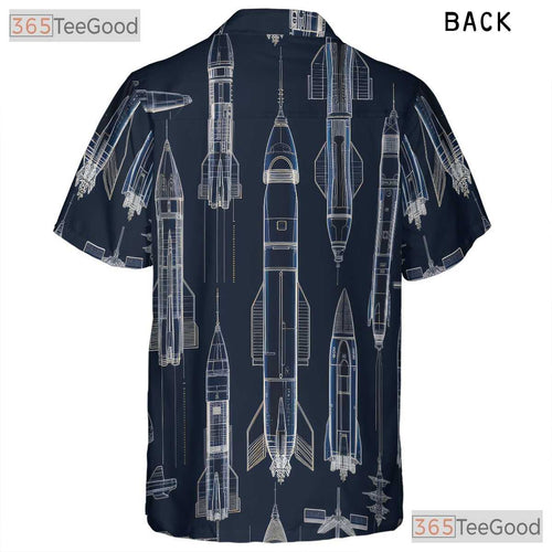 Adult Space Shuttle Hawaiian Shirt - Rocket Sci-Fi Futuristic Galaxy Tee