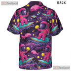 Adult Vintage Space Hawaiian Tee - Astronaut Surf Planets Sci-Fi Style Shirt