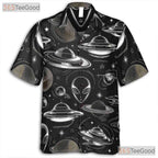 Alien UFO Retro Sci-Fi Spaceship Hawaiian Tee Unisex Men Women Beach Vacation