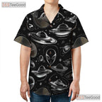 Alien UFO Retro Sci-Fi Spaceship Hawaiian Tee Unisex Men Women Beach Vacation