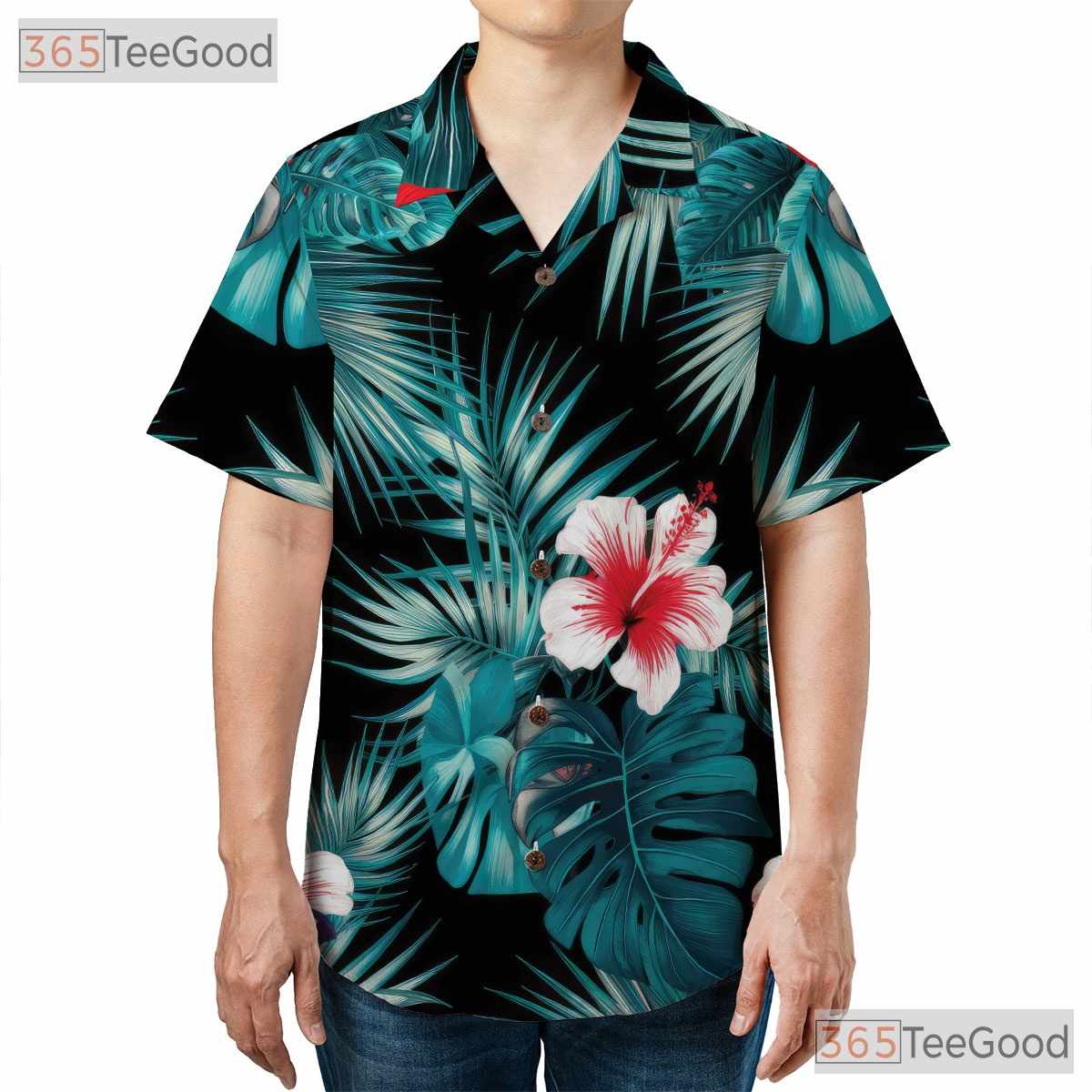 Aloha Red Hibiscus Floral Summer Luau Hawaiian Shirt Unisex Beach Vacation