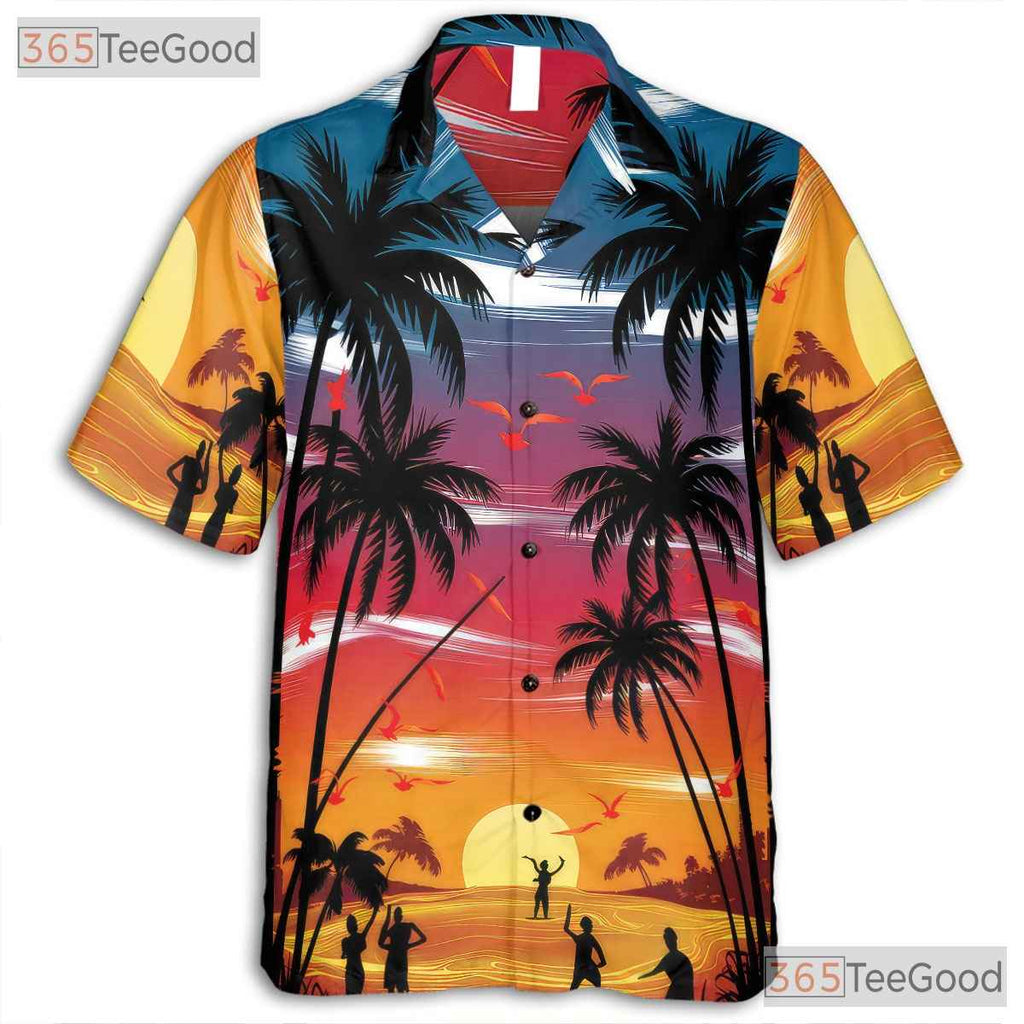 Aloha Sunset Palm Hawaiian Shirt - Unisex Tropical Beach Luau Party Tee