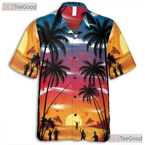 Aloha Sunset Palm Hawaiian Shirt - Unisex Tropical Beach Luau Party Tee