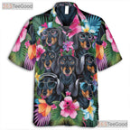Aloha Vibe Tropical Flowers Dachshund Hawaiian Shirt Men Women Beach Outfit