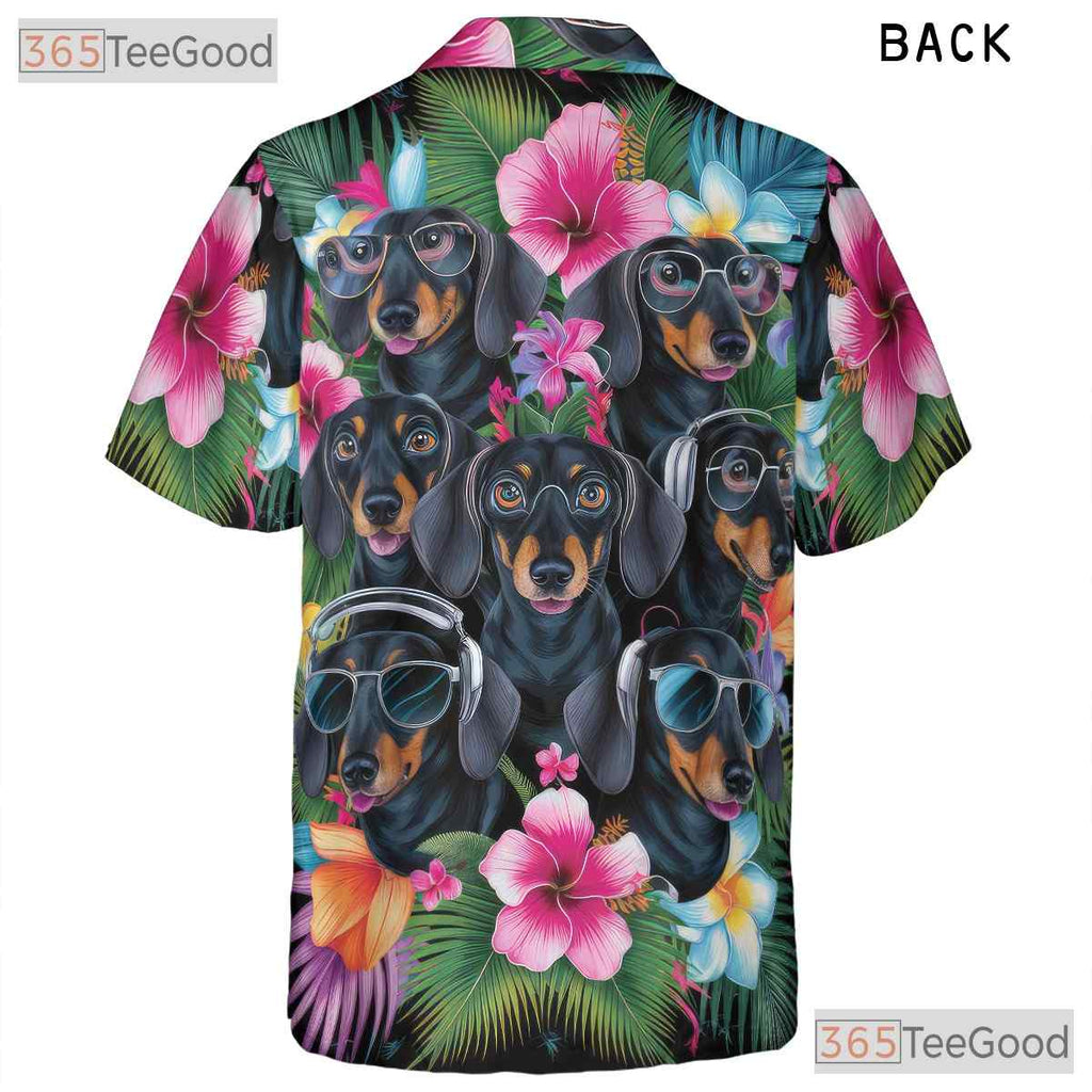 Aloha Vibe Tropical Flowers Dachshund Hawaiian Shirt Men Women Beach Outfit