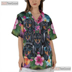 Aloha Vibe Tropical Flowers Dachshund Hawaiian Shirt Men Women Beach Outfit