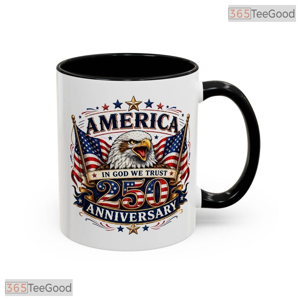 America 250th Anniversary Eagle Flag Patriotic Keepsake Two Tone Ceramic Accent Mug
