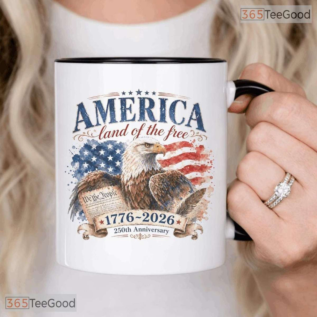USA Land Of The Free America 250th Anniversary Patriotic Military Mom Ceramic Accent Mug