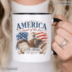 USA Land Of The Free America 250th Anniversary Patriotic Military Mom Ceramic Accent Mug