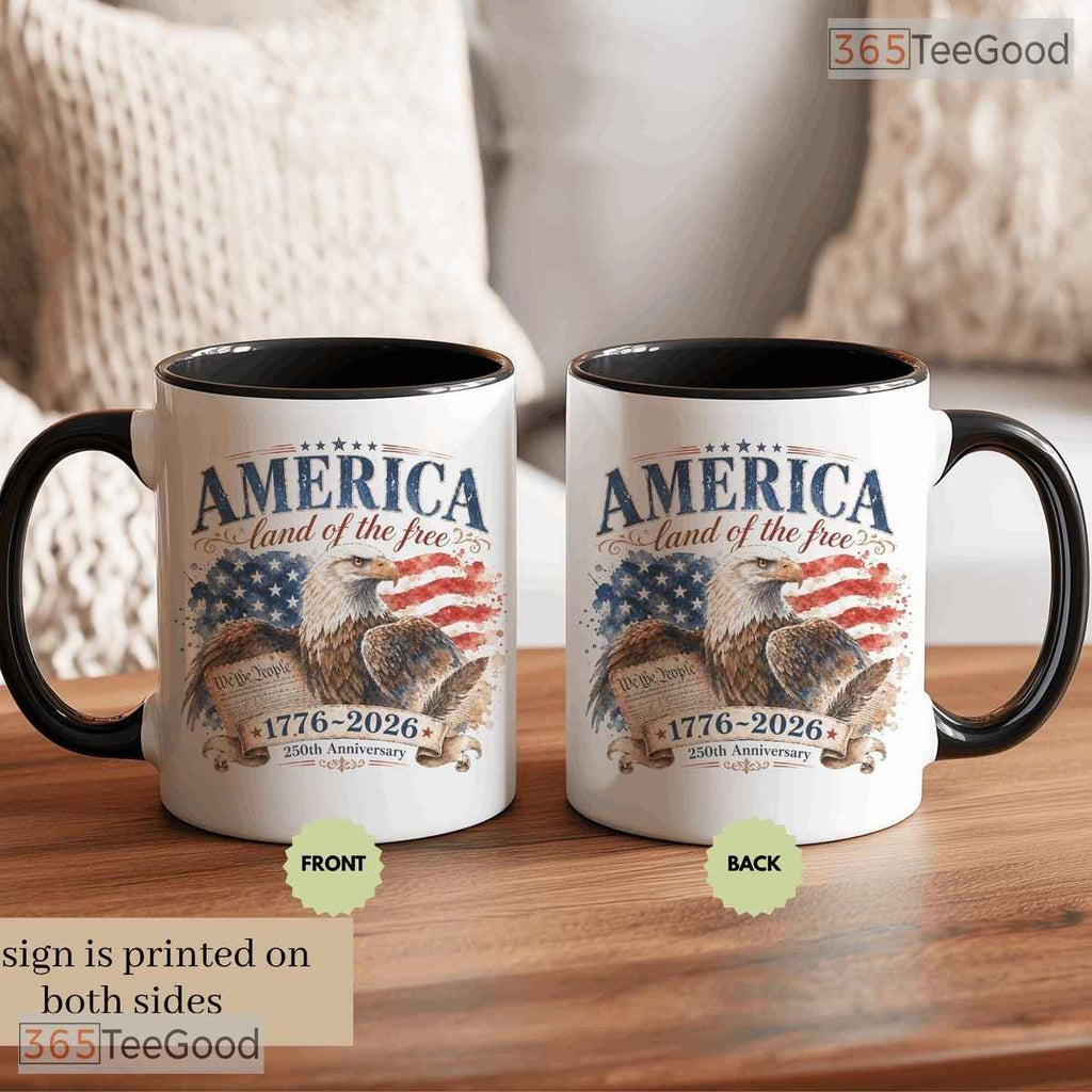USA Land Of The Free America 250th Anniversary Patriotic Military Mom Ceramic Accent Mug