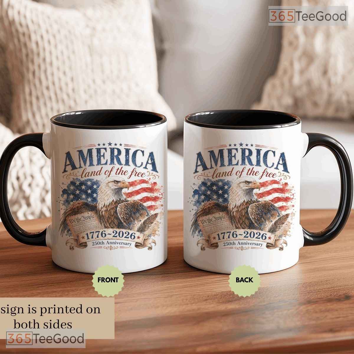 USA Land Of The Free America 250th Anniversary Patriotic Military Mom Ceramic Accent Mug