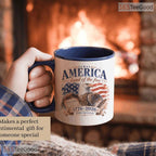 USA Land Of The Free America 250th Anniversary Patriotic Military Mom Ceramic Accent Mug