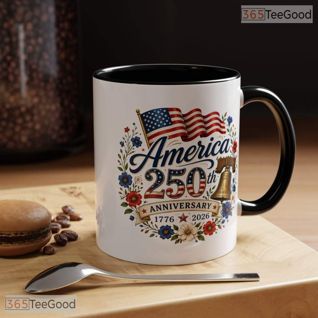 America 250th Anniversary 1776 To 2026 Commemorative Two Tone Premium Ceramic Accent Mug