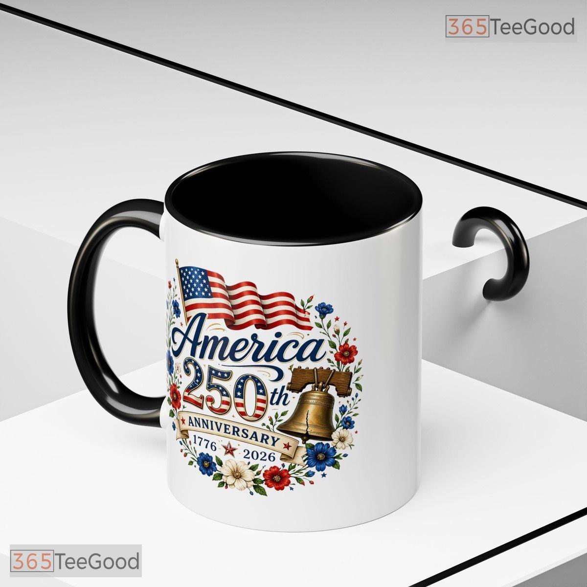 America 250th Anniversary 1776 To 2026 Commemorative Two Tone Premium Ceramic Accent Mug