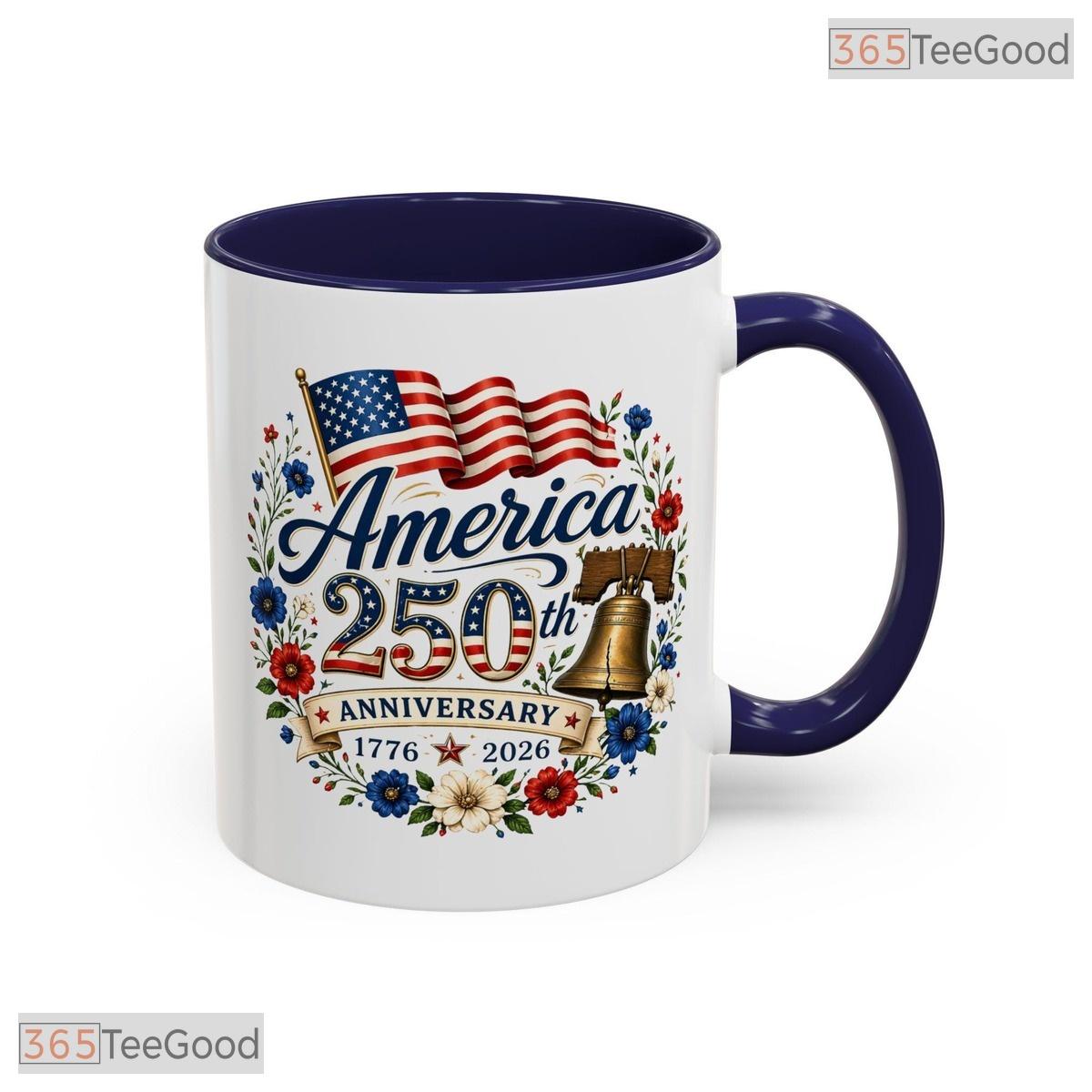 America 250th Anniversary 1776 To 2026 Commemorative Two Tone Premium Ceramic Accent Mug