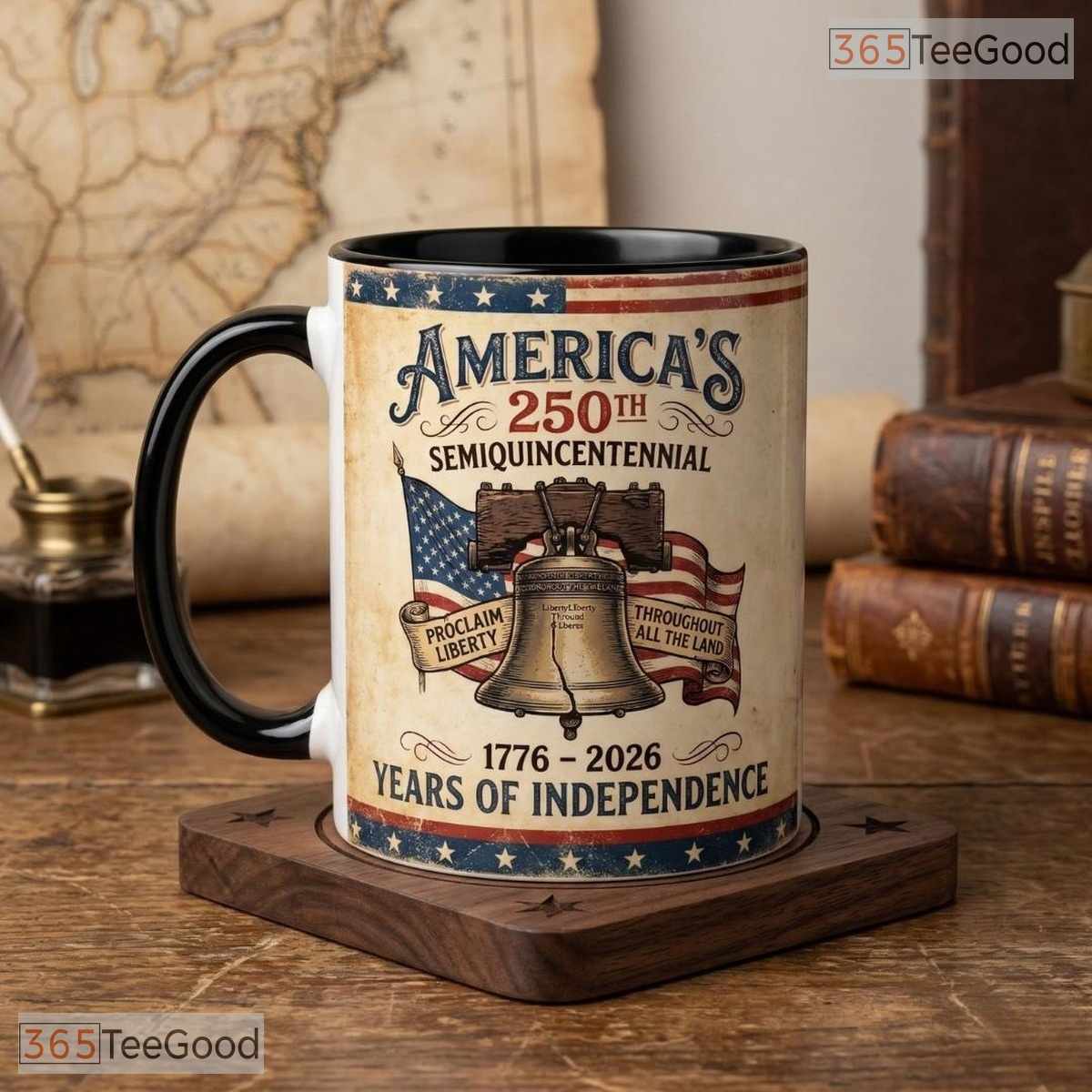 America 250th Anniversary Liberty Bell Mug - Patriotic 1776-2026 Ceramic Accent Mug